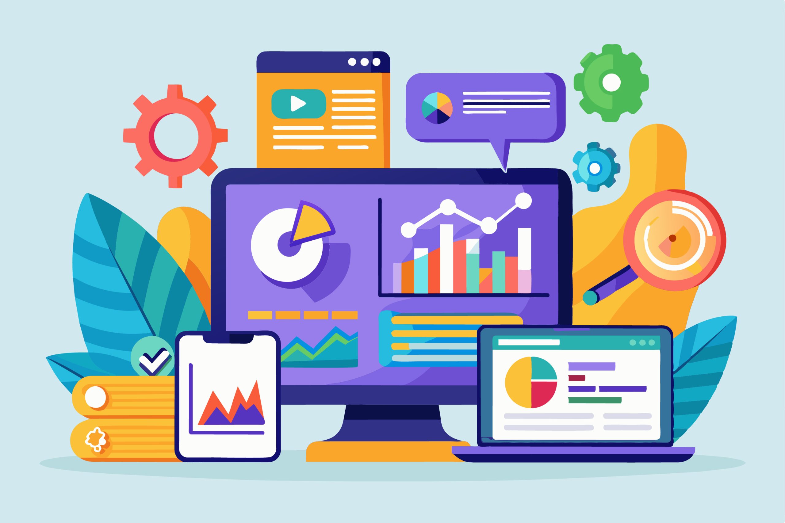 Flat Style Digital Marketing Illustration Featuring A/B Testing